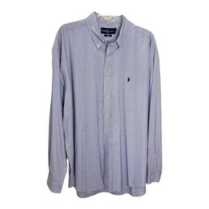 Polo Ralph Lauren Blake Shirt Men’s Blue and White Pinstriped Dress Shirt